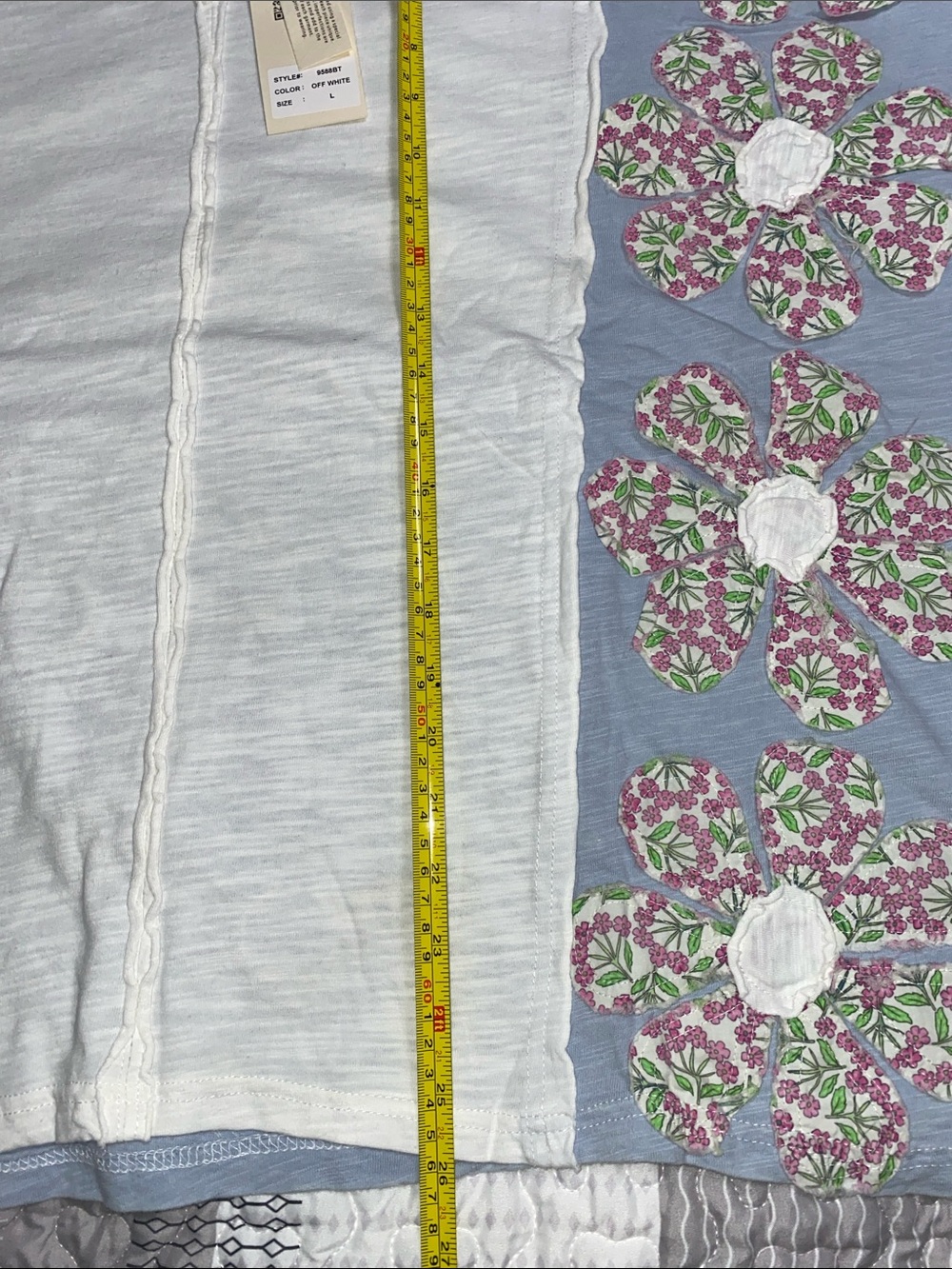 Women’s Floral Patchwork Boho Oversized Poncho/ V-Neck top- BlueVelvet- NWT - Picture 10 of 10